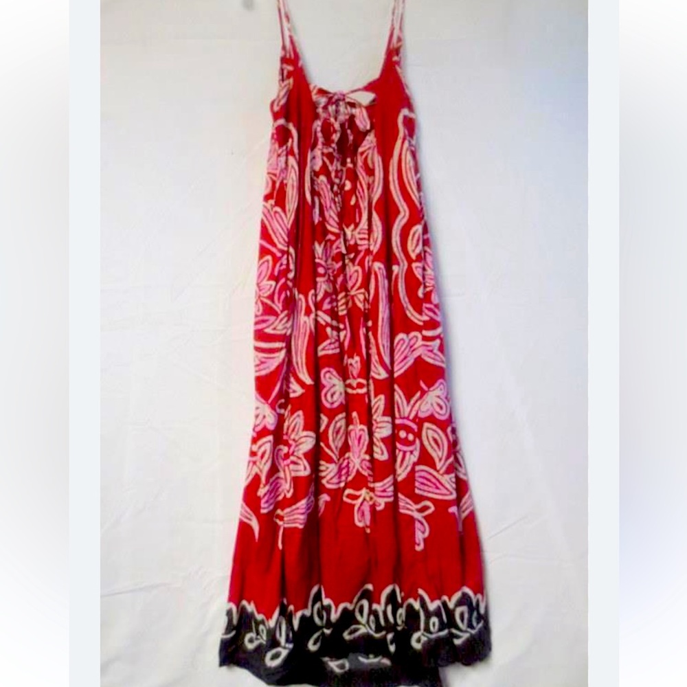 Anthropologie Red and Black Spaghetti Strap Maxi Sundress